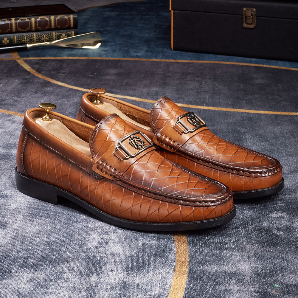 Men's Crocodile-Embossed Full-Grain Leather Casual Loafers