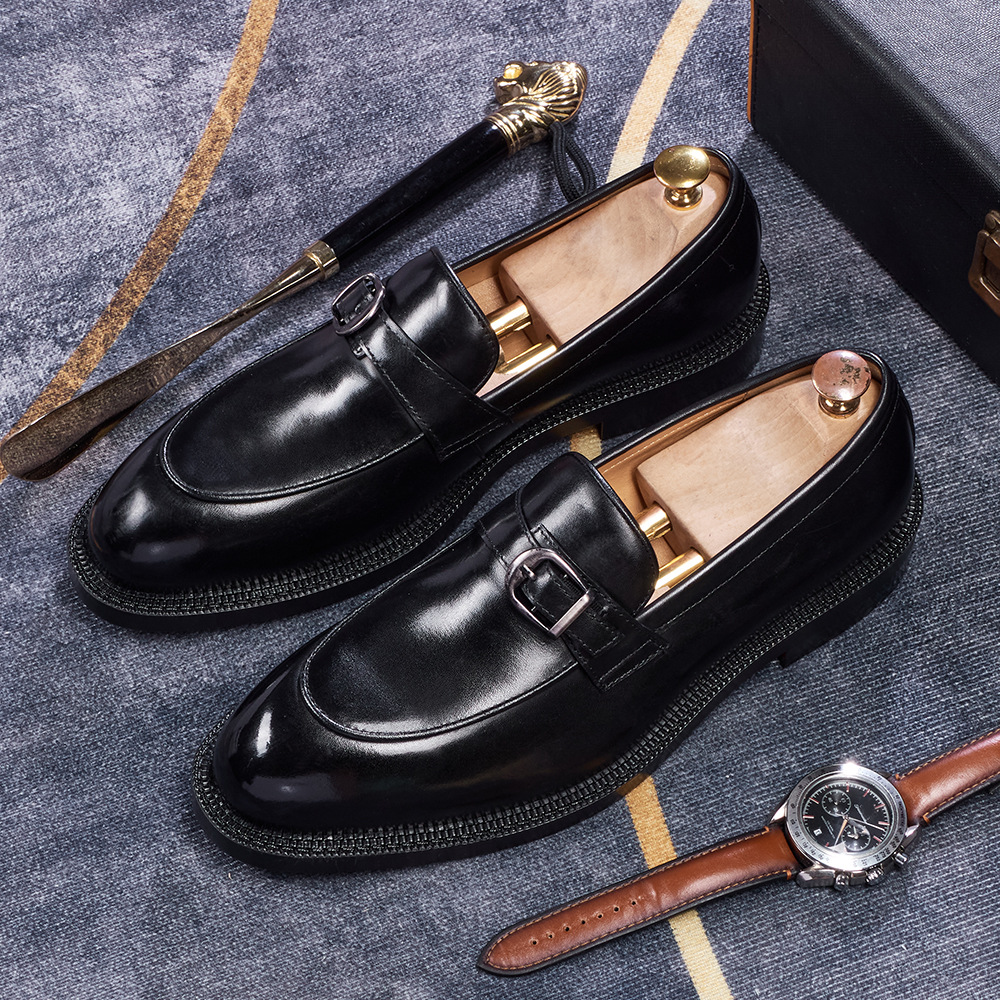 Men's Classic Buckle Strap Loafers in Full-Grain Leather