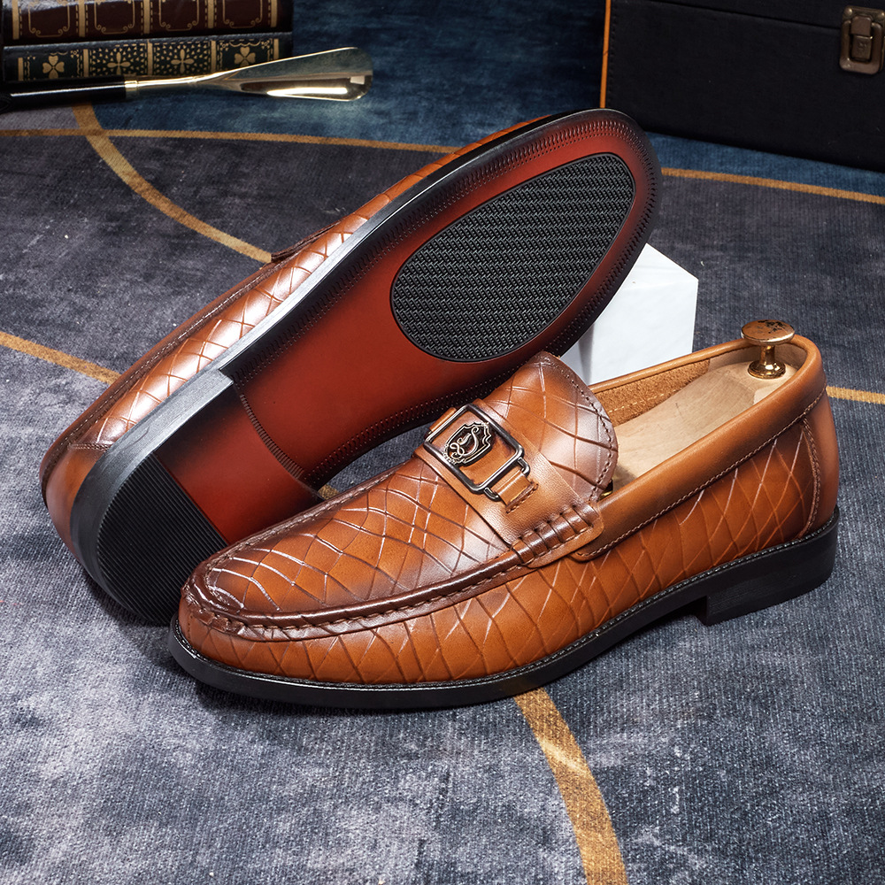 Men's Crocodile-Embossed Full-Grain Leather Casual Loafers