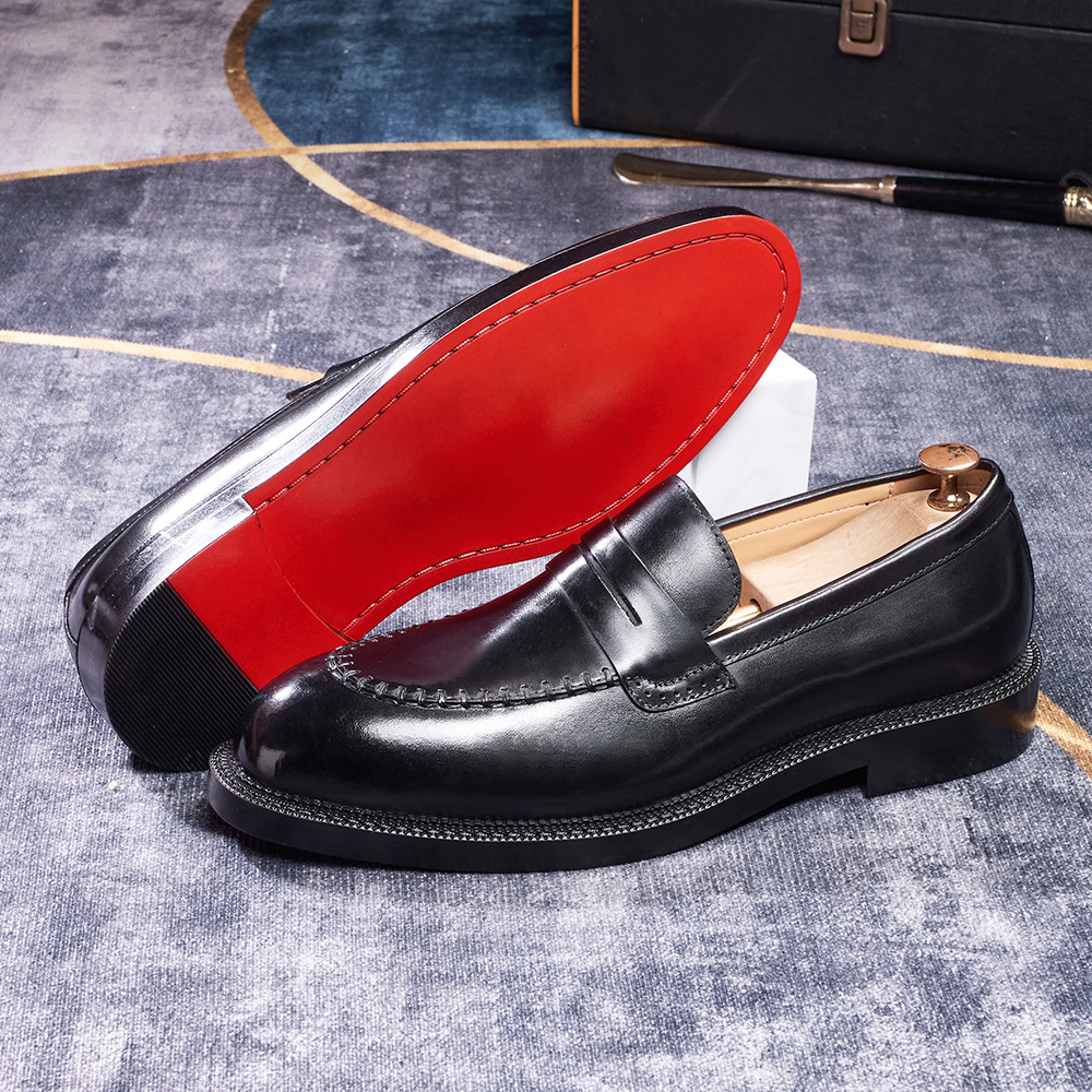Men's Burnished Genuine Leather Penny Loafers