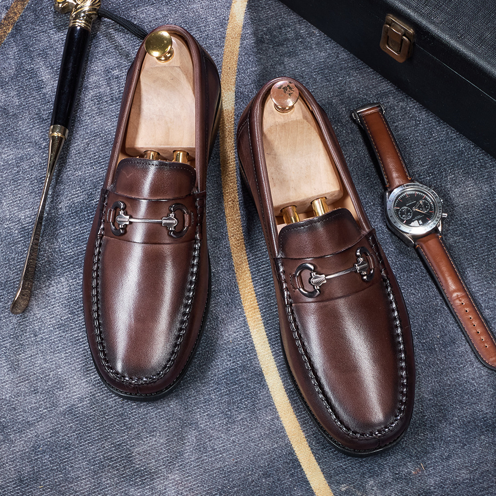 Men's Burnished Leather Horsebit Loafers