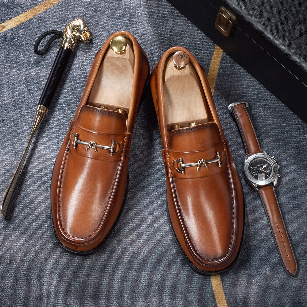 Men's Classic Comfortable Casual Metal Buckle Loafers