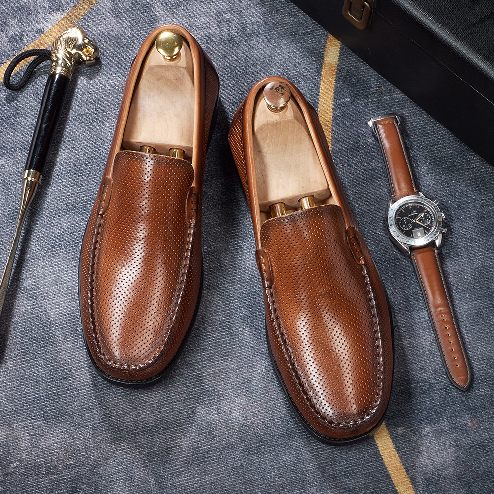 Men's Breathable Genuine Leather Perforated Loafers