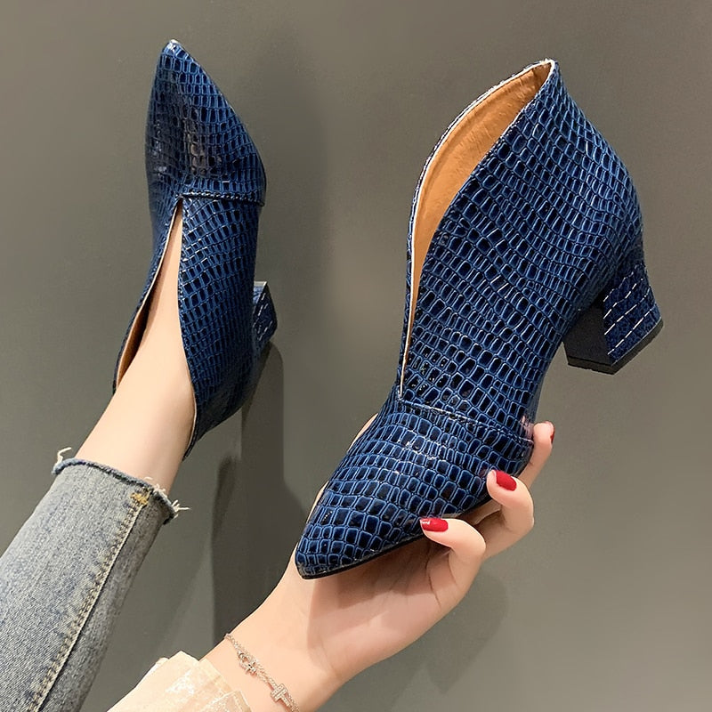 SHOEVIOLET™2021 New Women for Shoes Casual Pumps Short Boots Sexy High Heels Pointed V-mouths Ladies Dress shoes OL Daily Shoes