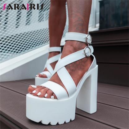 SHOEVIOLET™Shoeviolet Summer Platform Sandals Womon Square High Heel Ankle Strap Chain Fashion Trendy Buckle Sexy Shoes Woman Big Size Dropship