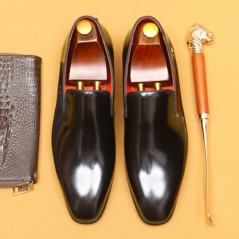 Men's Full-Grain Patent Leather Business-Casual Loafer Shoes