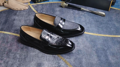 Men's handmade loafers, 100% genuine leather upper and sole.