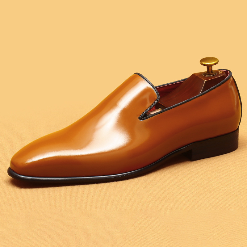 Men's Full-Grain Patent Leather Business-Casual Loafer Shoes