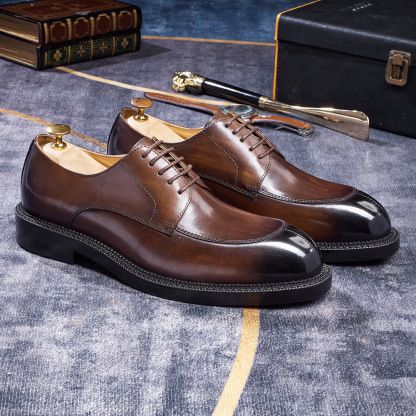 Derby shoes Men's genuine leather cowhide handmade leather shoes
