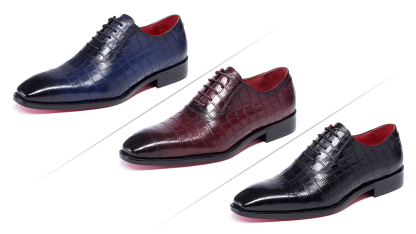 Men's Crocodile Pattern Genuine Leather Business Oxford Shoes