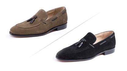Men's trendy casual suede pointed toe tassel loafers