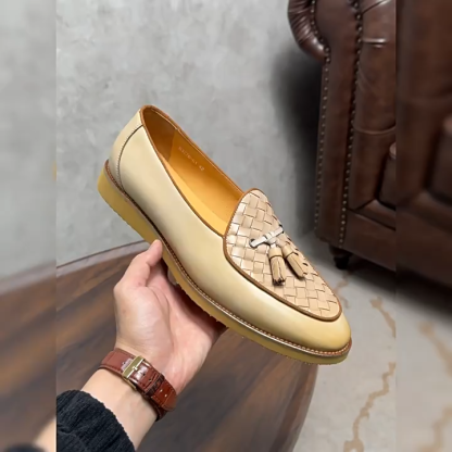 2026 New Breathable Woven Tassel Loafers in Genuine Leather