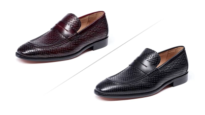 Men's trendy openwork woven genuine leather Oxford shoes