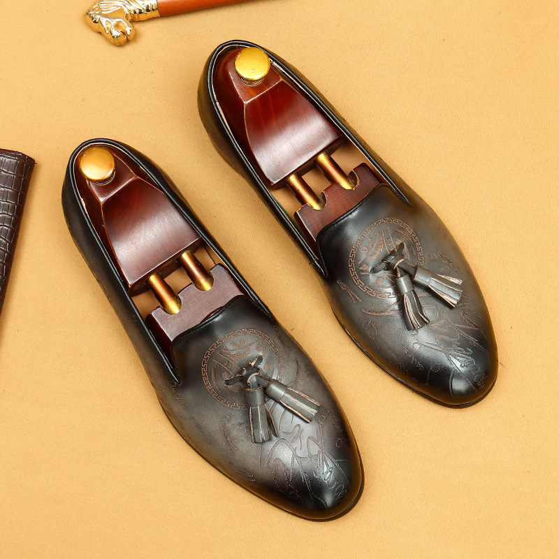 British style tassel business casual genuine leather loafers