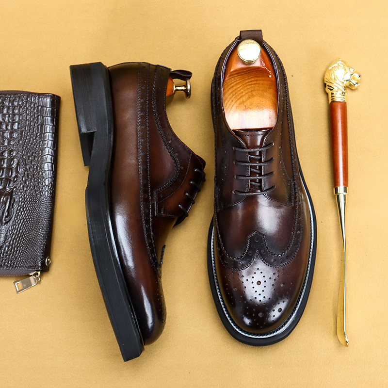 British-style brogue business casual genuine leather shoes