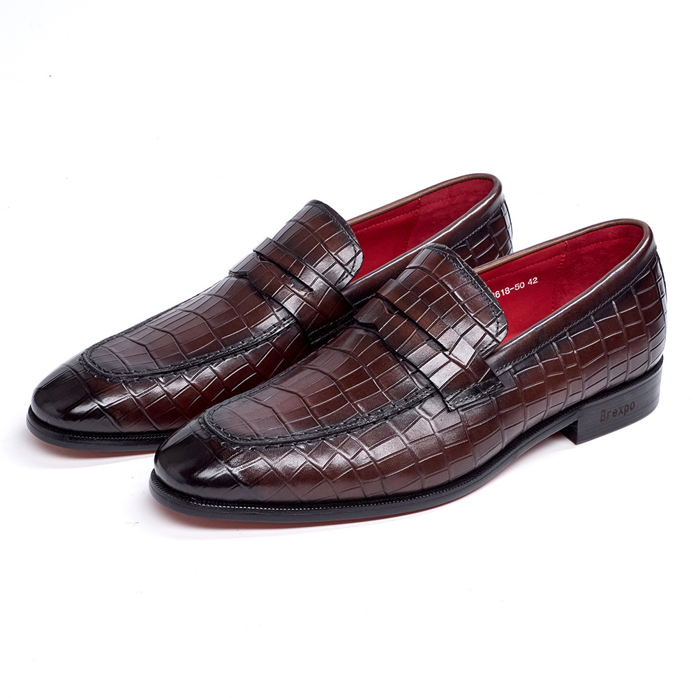 Men's slip-on shoes, business casual versatile leather shoes, genuine leather, British style