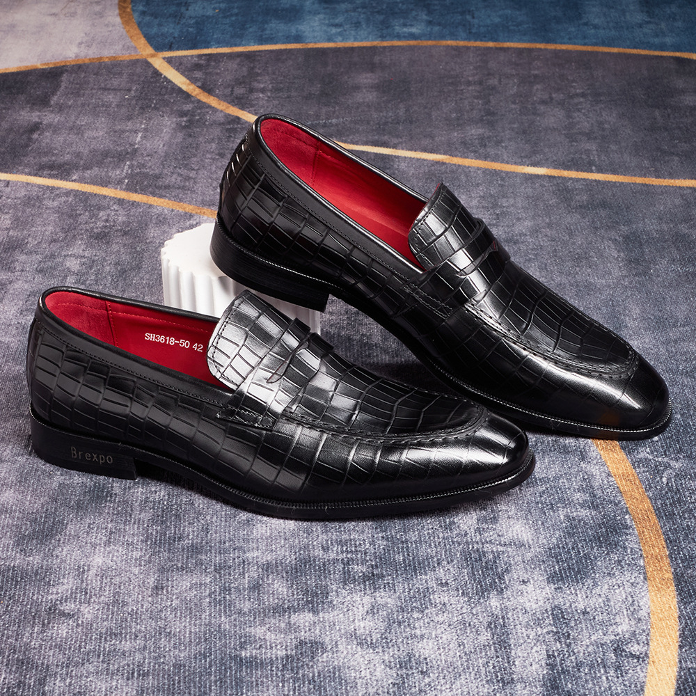  Men's slip-on shoes, business casual versatile leather shoes, genuine leather, British style