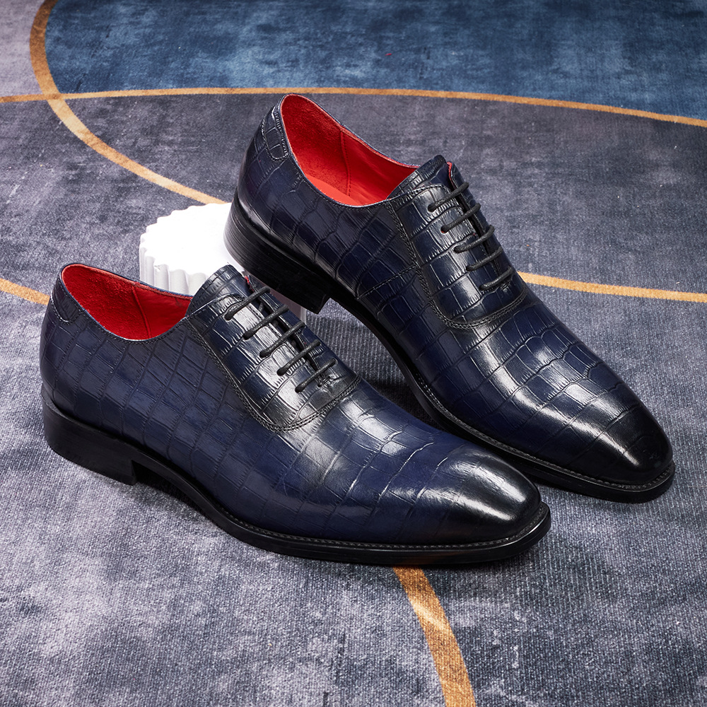 Men's Crocodile Pattern Genuine Leather Business Oxford Shoes