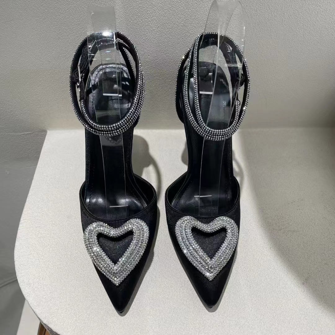 SHOEVIOLET™Love Shape Rhinestone High Heels Sandals Shiny