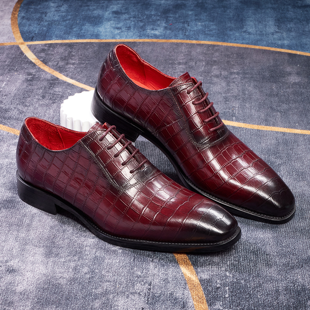 Men's Crocodile Pattern Genuine Leather Business Oxford Shoes