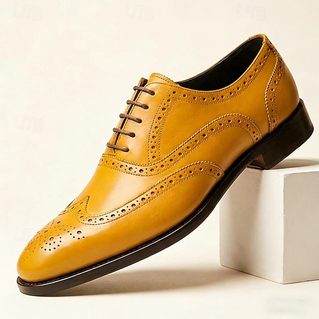 Men's British style brogue versatile casual leather shoes