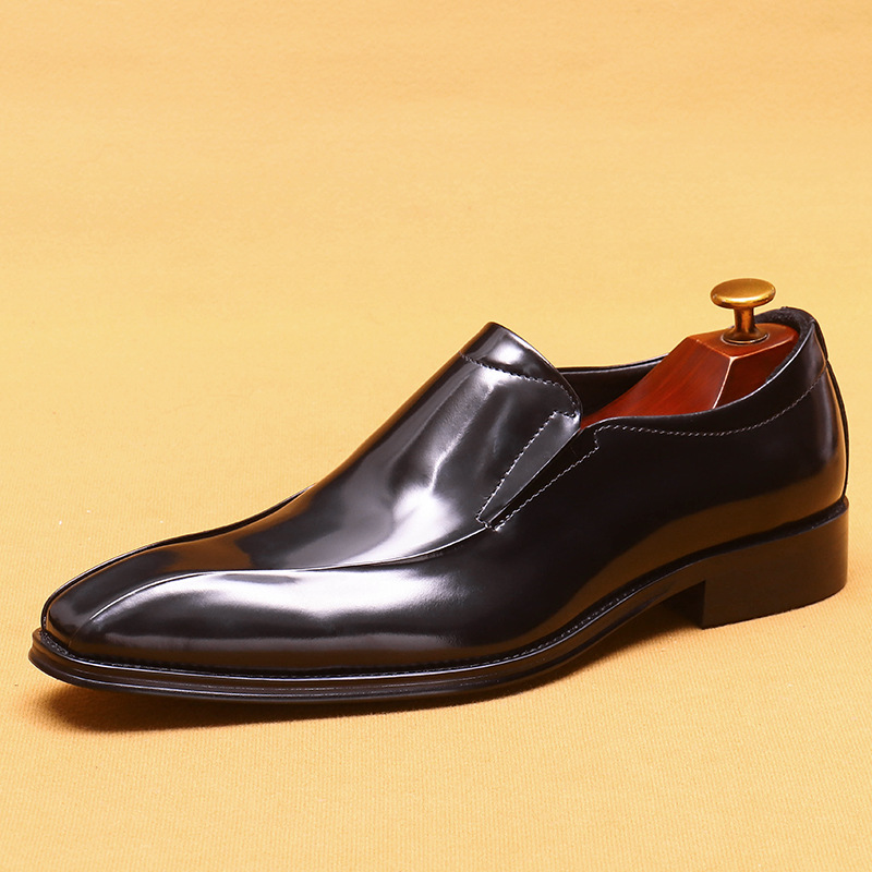 British style business formal slip-on pointed leather loafers