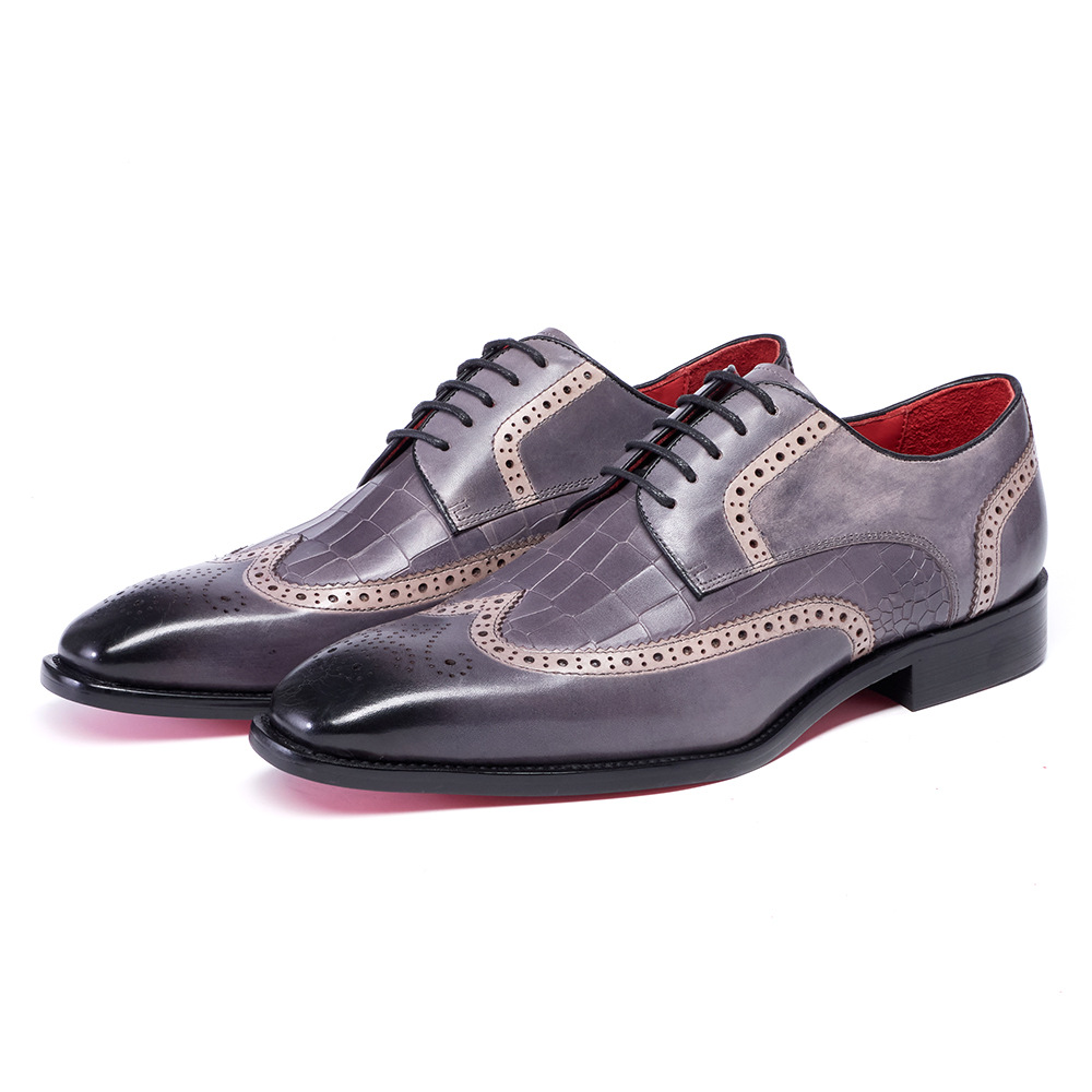 Men's Spring/Summer Brogue Leather Casual Derby Shoes