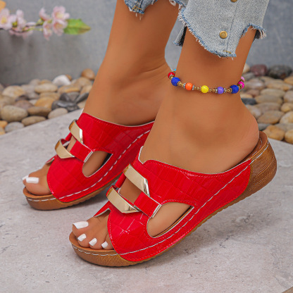 SHOEVIOLET™Fashion Wedge Heel Metal Decored Women's Sandals