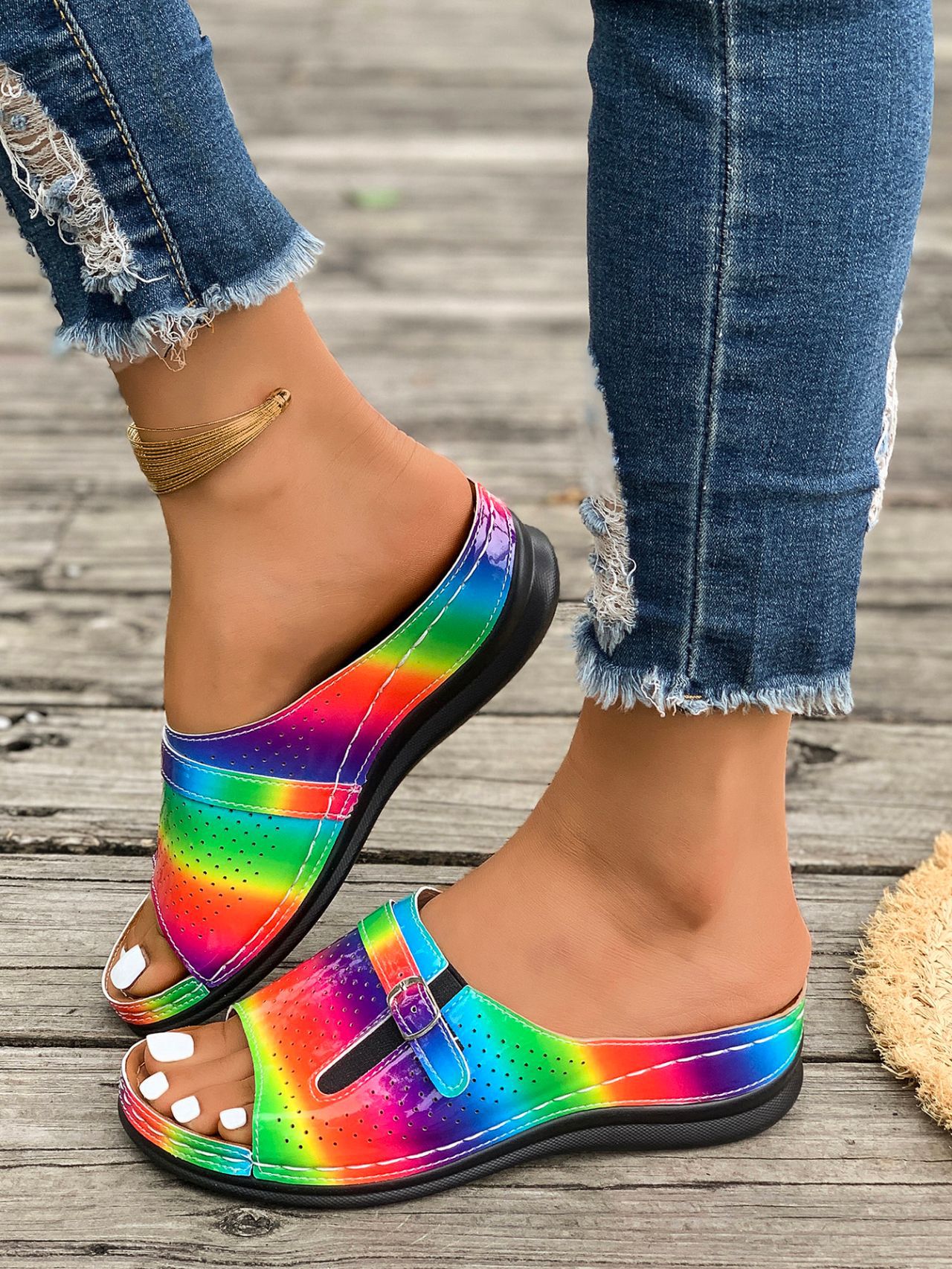 SHOEVIOLET™New Fashion Rainbow Wedge Heel Women's Sandals