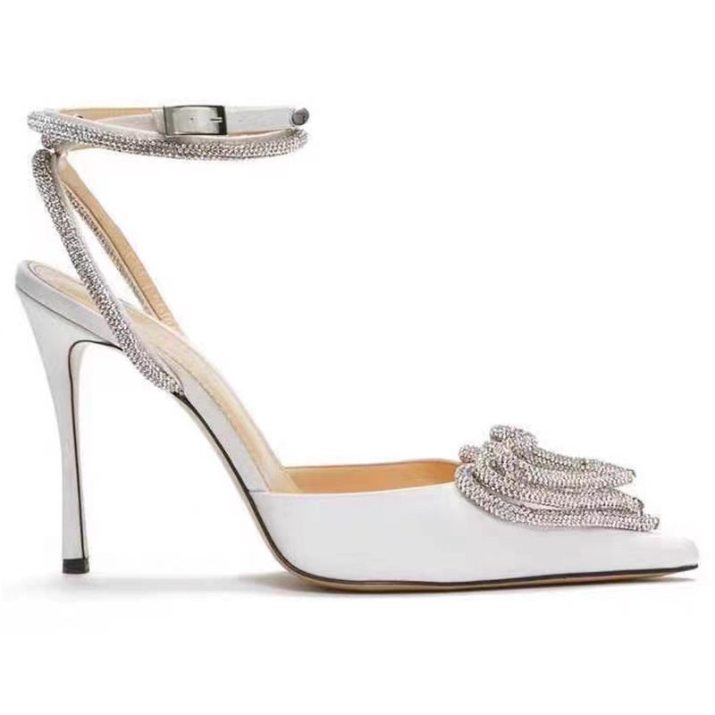 Love Shape Rhinestone High Heels Sandals Shiny