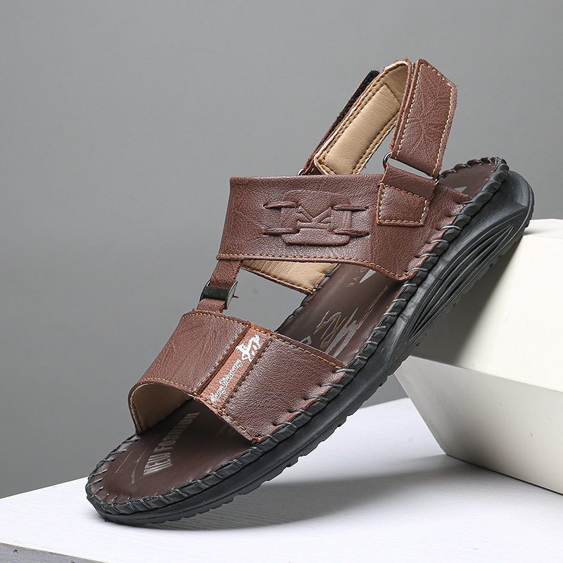 Men's non-slip and wear-resistant genuine leather slippers