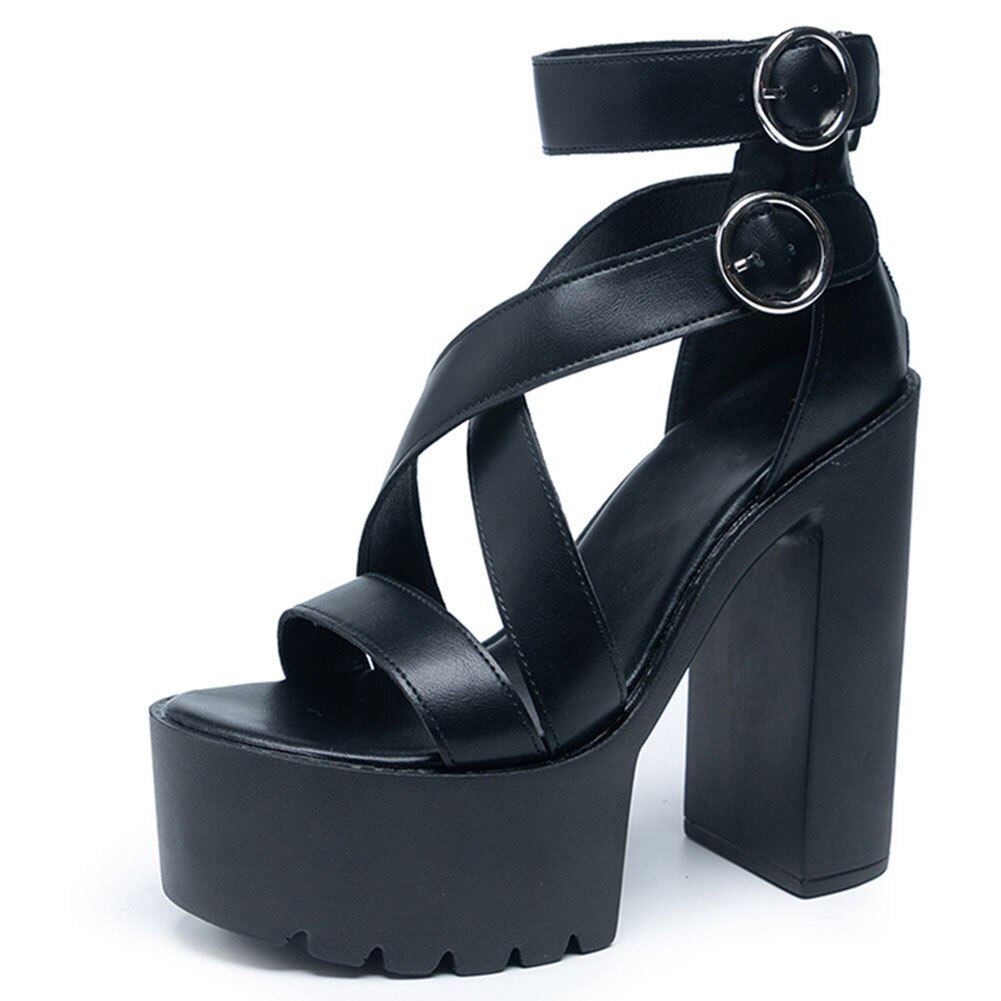 SHOEVIOLET™Shoeviolet Summer Platform Sandals Womon Square High Heel Ankle Strap Chain Fashion Trendy Buckle Sexy Shoes Woman Big Size Dropship