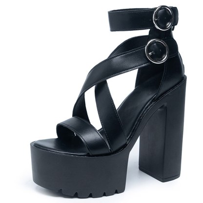 SHOEVIOLET™Shoeviolet Summer Platform Sandals Womon Square High Heel Ankle Strap Chain Fashion Trendy Buckle Sexy Shoes Woman Big Size Dropship