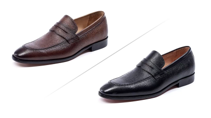  British style retro cowhide embossed slip-on commuter shoes men's genuine leather loafers