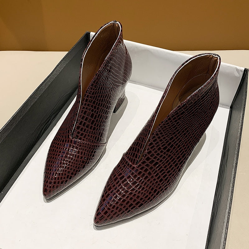 SHOEVIOLET™2021 New Women for Shoes Casual Pumps Short Boots Sexy High Heels Pointed V-mouths Ladies Dress shoes OL Daily Shoes