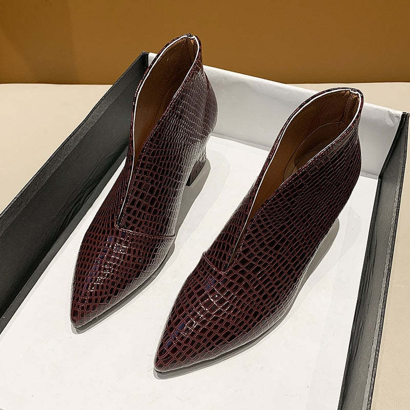 SHOEVIOLET™2021 New Women for Shoes Casual Pumps Short Boots Sexy High Heels Pointed V-mouths Ladies Dress shoes OL Daily Shoes