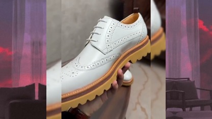 British style platform brogue leather derby shoes
