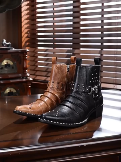 Retro Men's Pointed Toe Versatile Casual Leather Boots