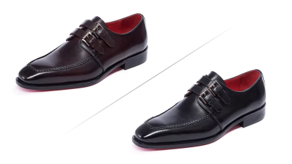 Men's breathable buckle snakeskin embossed pointed toe genuine leather shoes