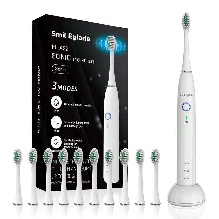 Rechargeable Electric Toothbrush For Adults With 4 Brush Heads-NBGRLVS