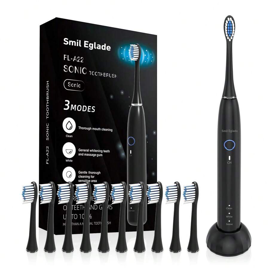 Rechargeable Electric Toothbrush For Adults With 4 Brush Heads-NBGRLVS