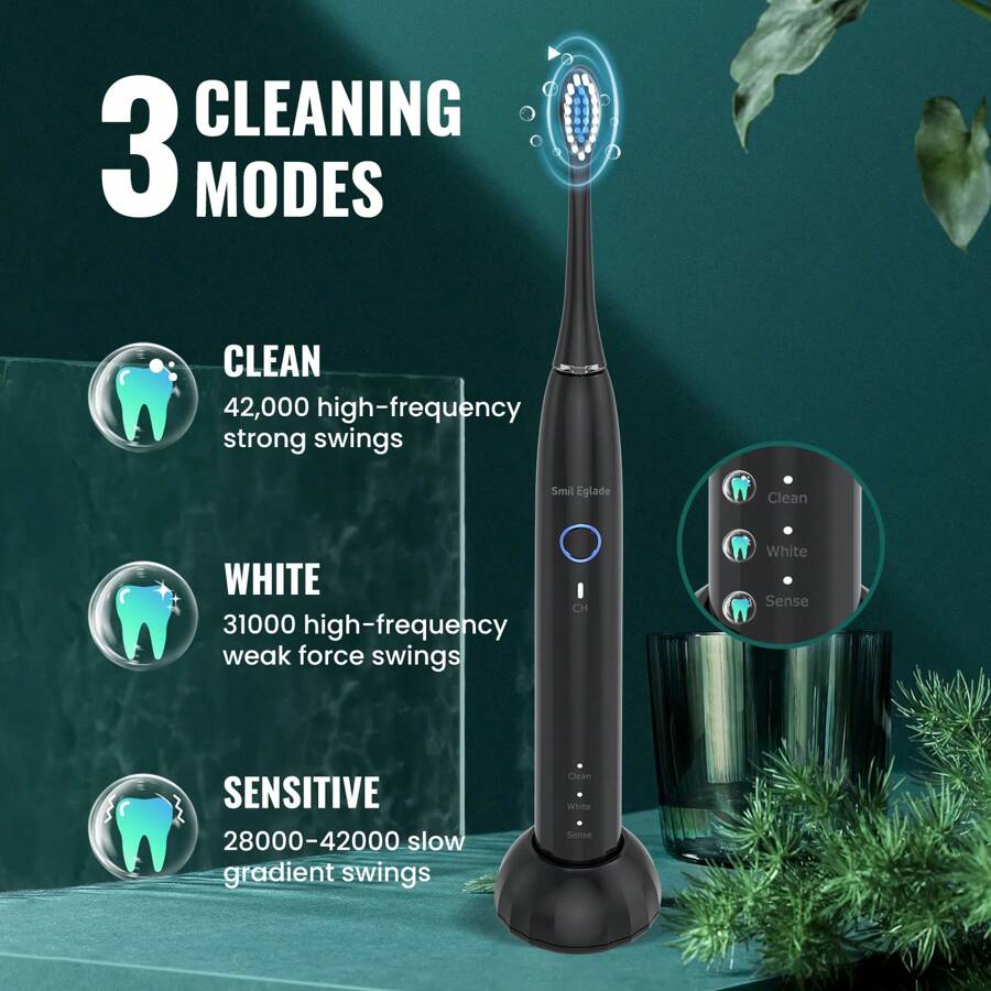 Rechargeable Electric Toothbrush For Adults With 4 Brush Heads-NBGRLVS