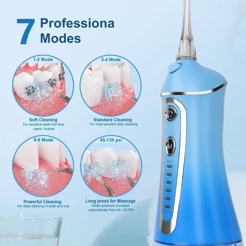7 Modes Cordless Rechargeable Water Dental Flosser Pick