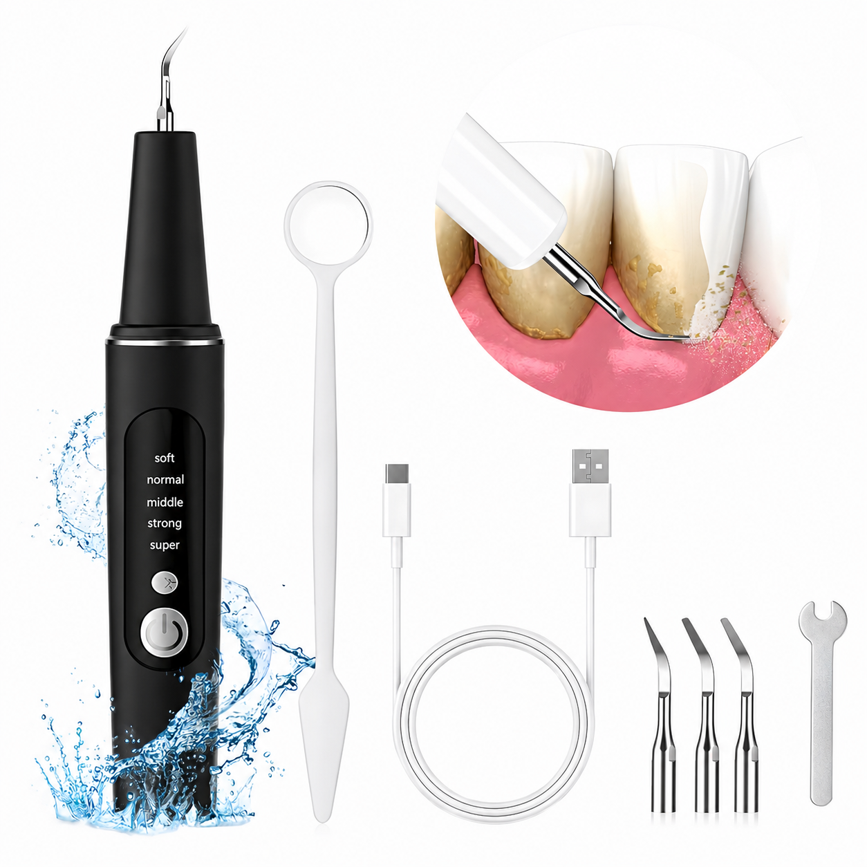 Plaque/Tartar Remover for Teeth, Dental Calculus Remover Teeth Cleaning Kit with LED Light & 5 Adjustable Modes