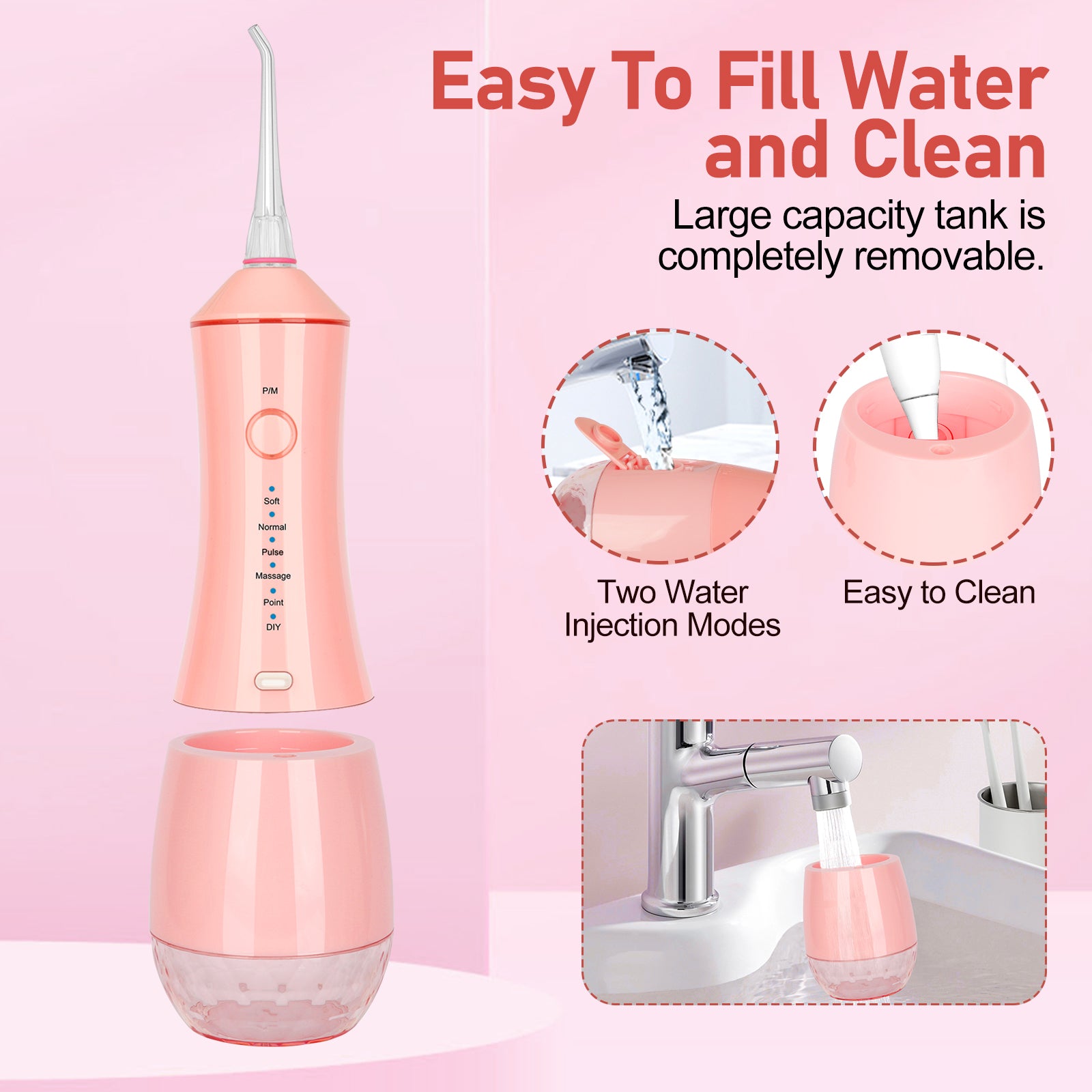 Water Dental Flosser With 6 Replacement Nozzles-NBGRLVS