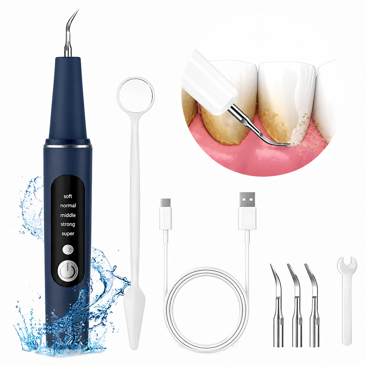Plaque/Tartar Remover for Teeth, Dental Calculus Remover Teeth Cleaning Kit with LED Light & 5 Adjustable Modes