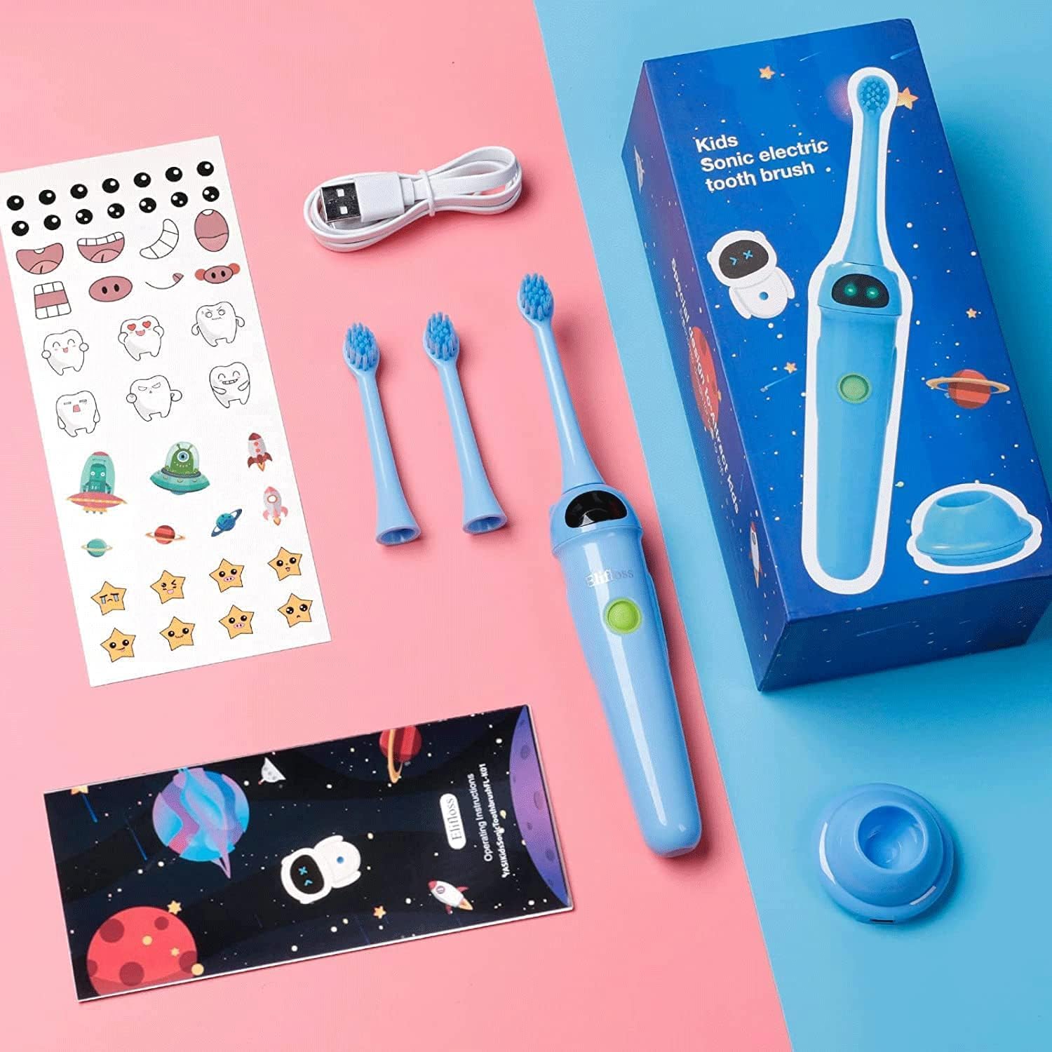 NBGRLVS Sonic Electric Toothbrush Age 3+, 3 Dupont Soft Bristles-NBGRLVS