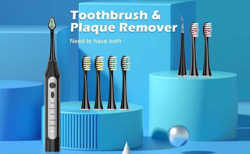 Rechargeable Toothbrush With 6 Brush Heads-NBGRLVS