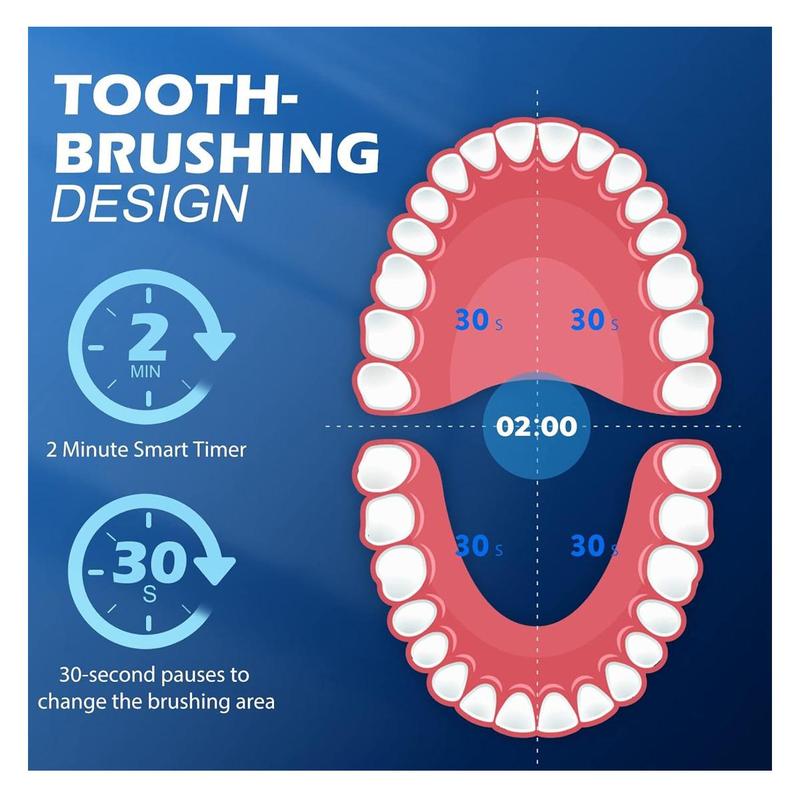 Rechargeable Toothbrush With 6 Brush Heads-NBGRLVS