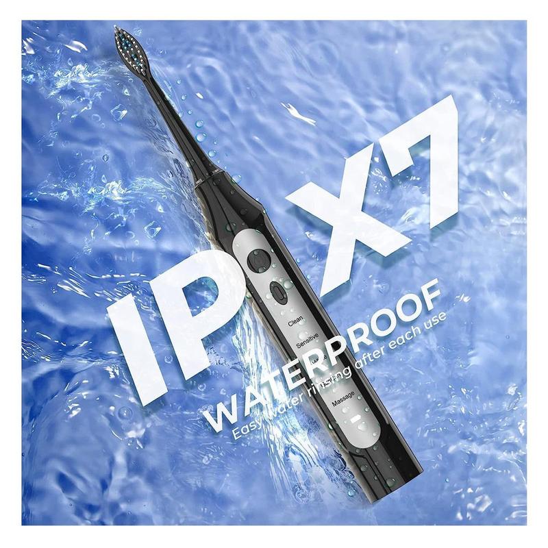 Rechargeable Toothbrush With 6 Brush Heads-NBGRLVS